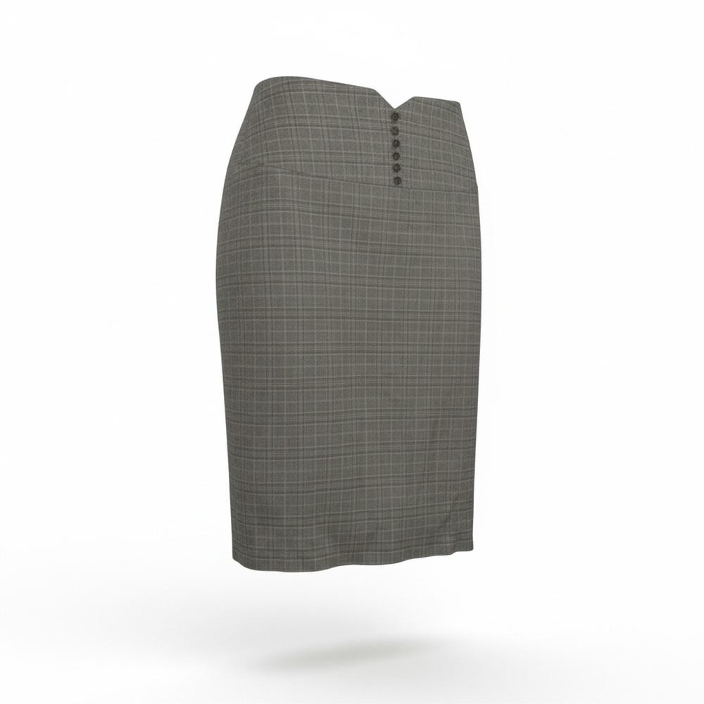 Wet Seal Gray Plaid Pencil High Waist Skirt